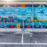 EV Charging station with two hook ups for customers with electric or hybrid vehicles